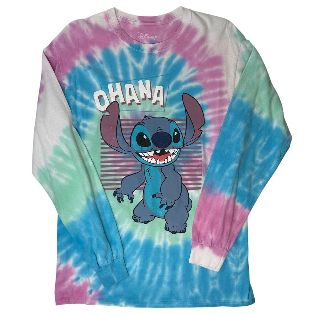 Disney Stitch Ohana Tie Dye T-Shirt, Estimated Womens Medium